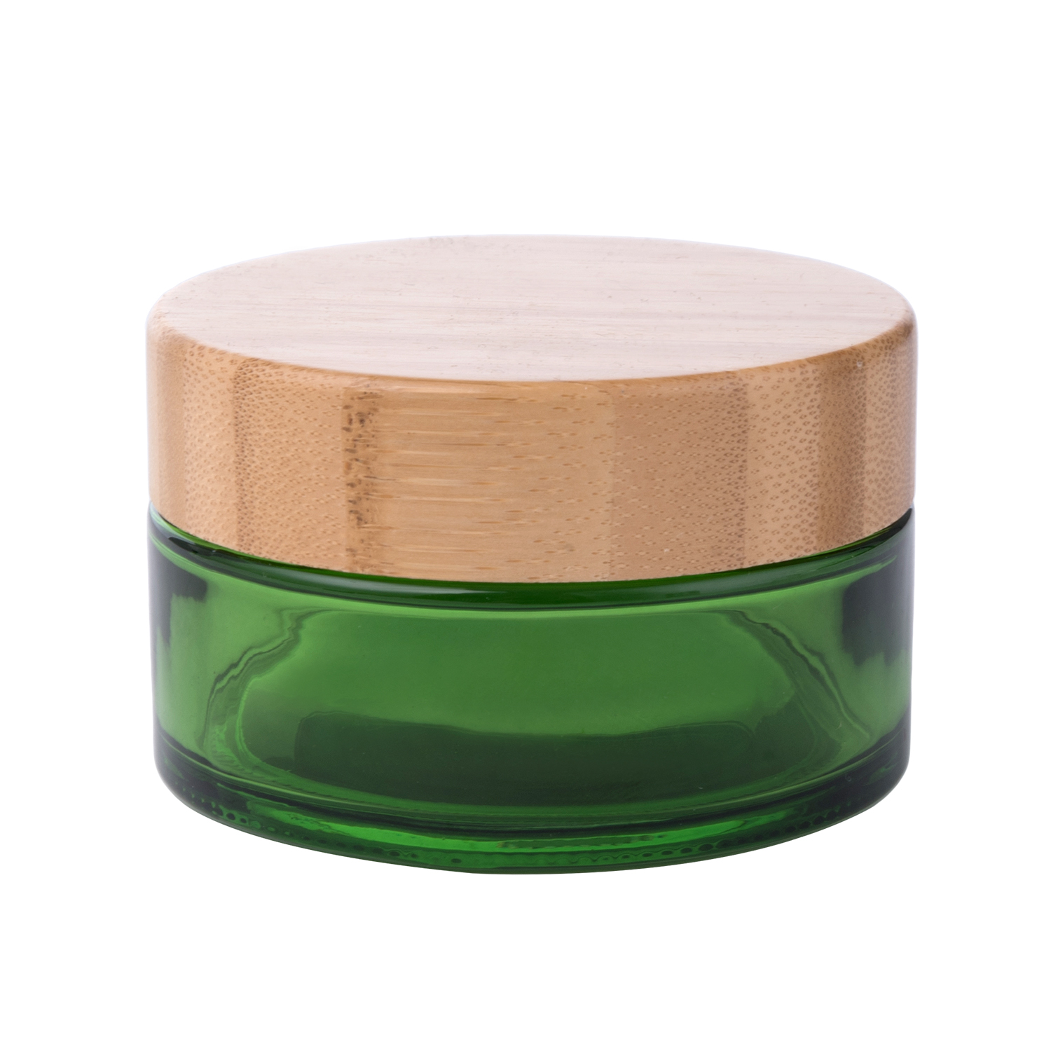 50g 100g Green Glass Jar with Bamboo Lid Wholesale Custom Bamboo Cosmetic Glass Jar 