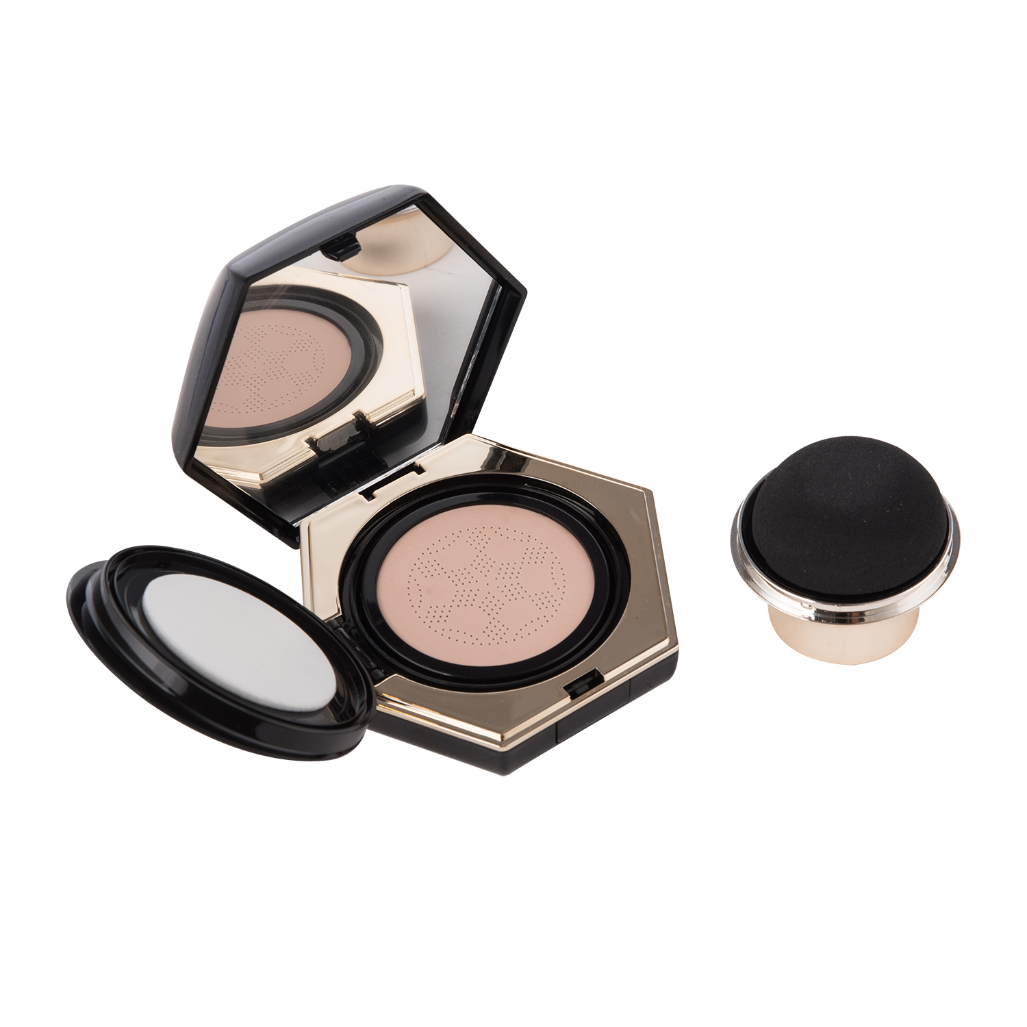 10g Polygon Powder Compact Case with Mirror and Mushroom Puff Empty Makeup Case