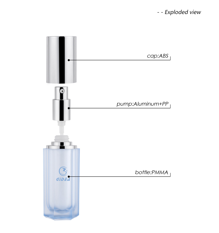 Blue 30ml 50ml cosmetic cream pump lotion bottle