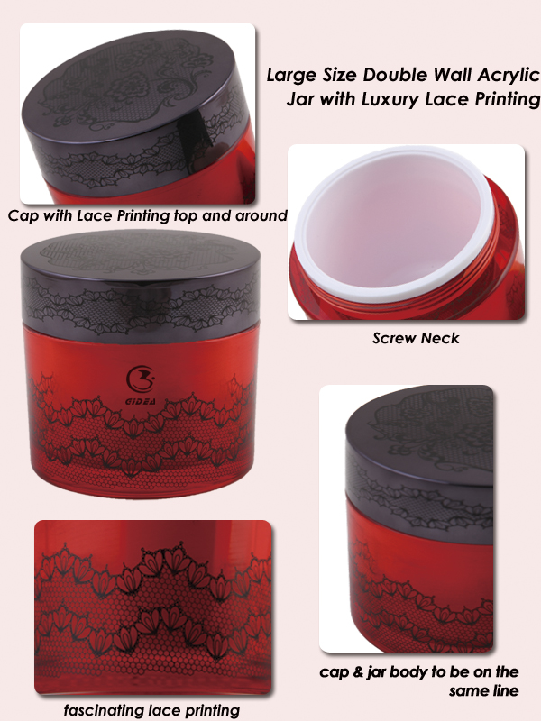 200ml Red Empty Round Cosmetic Cream Container Plastic